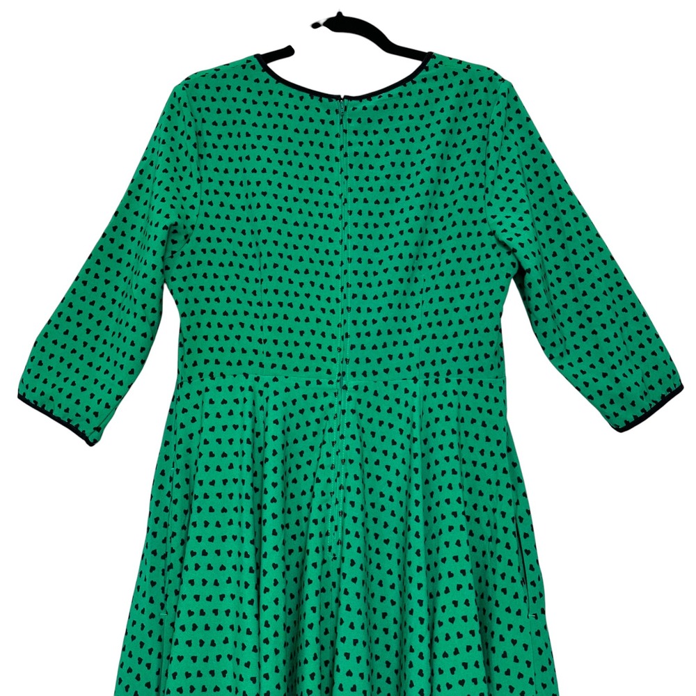 Hell Bunny Dress Paradisum 50s Keyhole Heart Polka Dot Green L Rockabilly Pinup - Picture 10 of 16